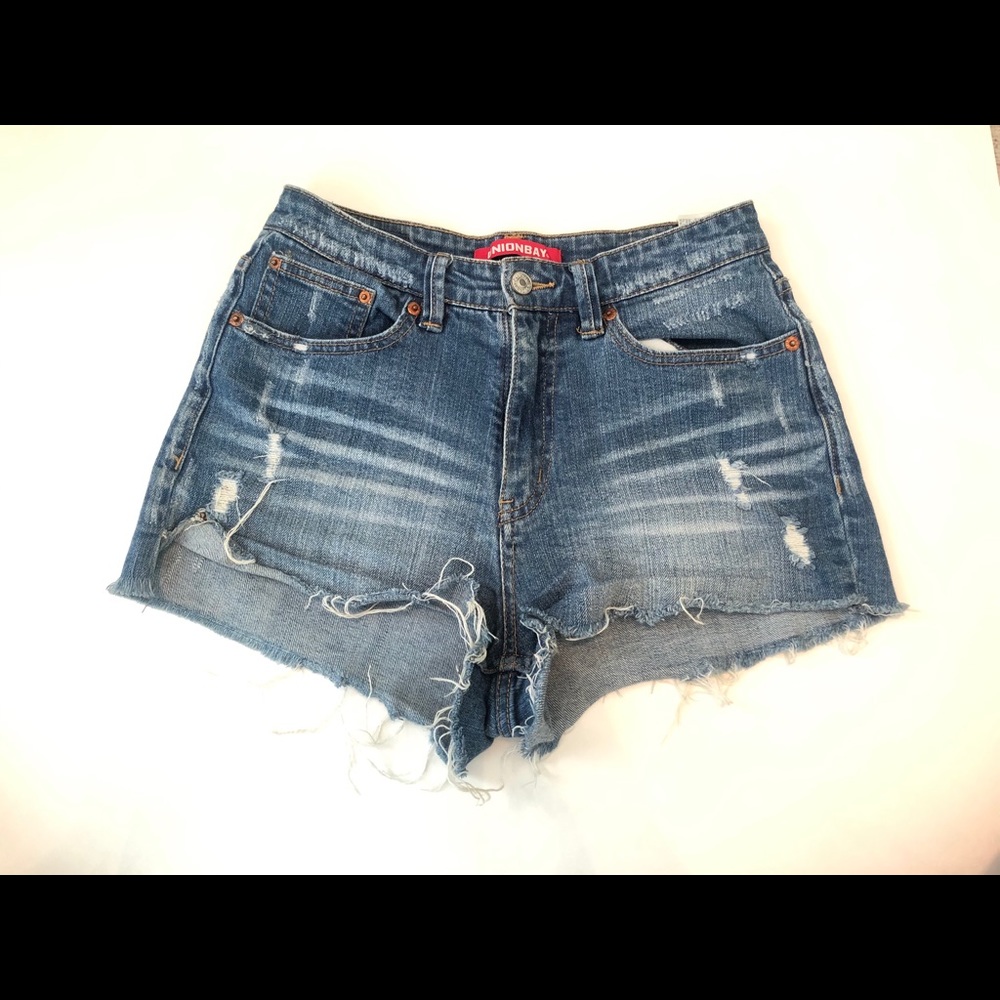 Medium wash denim shorts